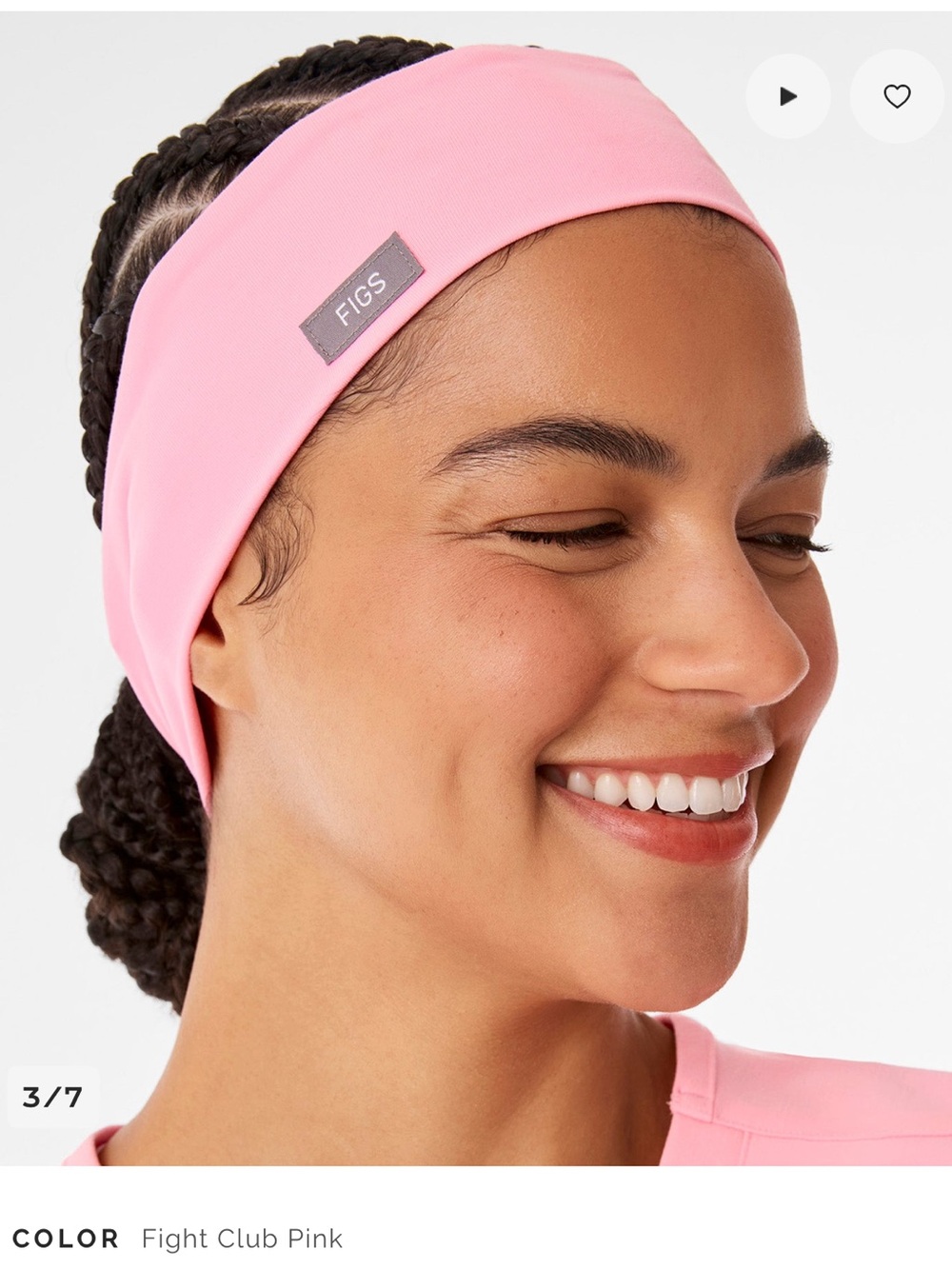 Figs Fight Club Pink Cinched Headband